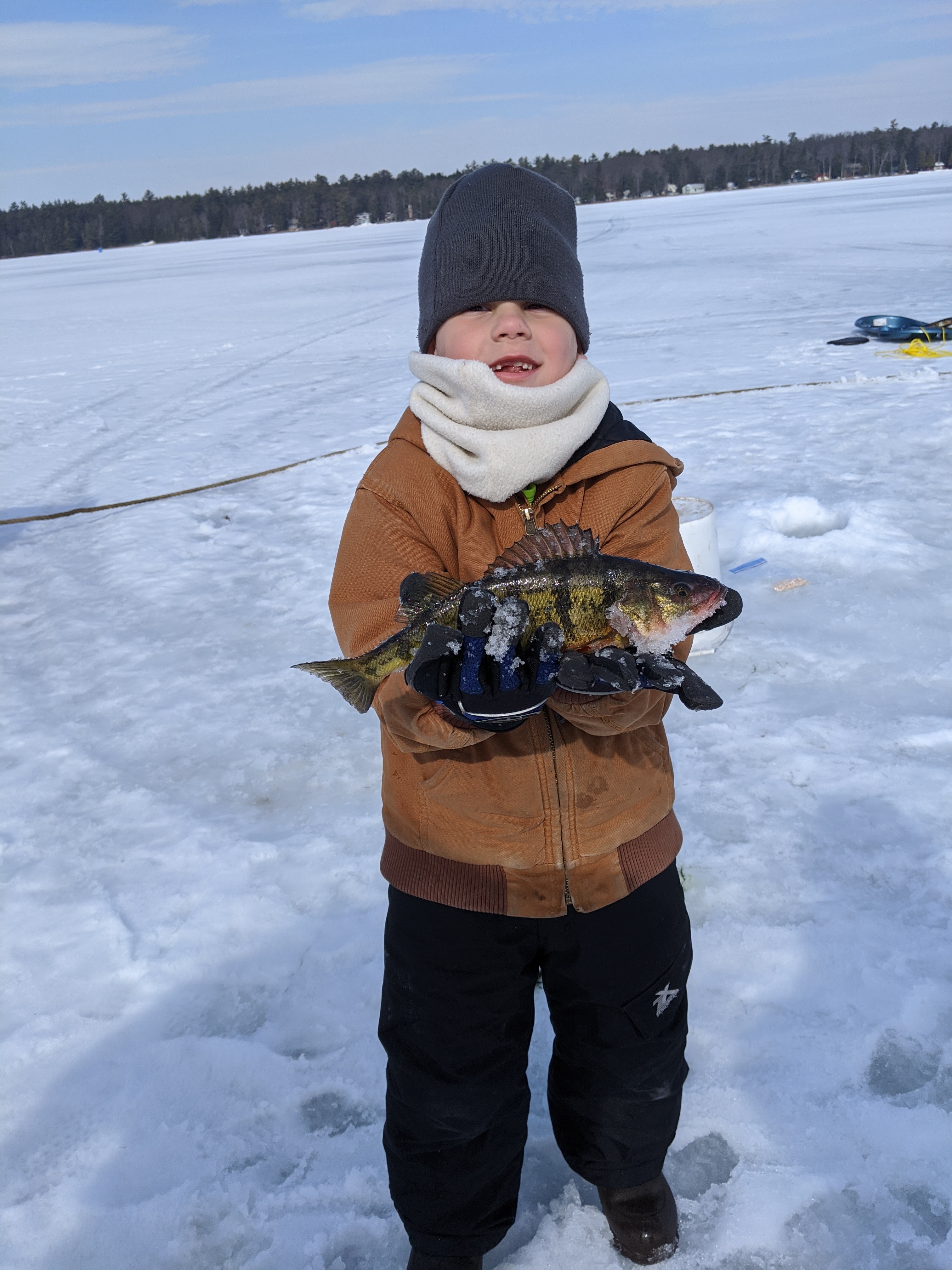 Ice fishing on Higgins Lake Michigan